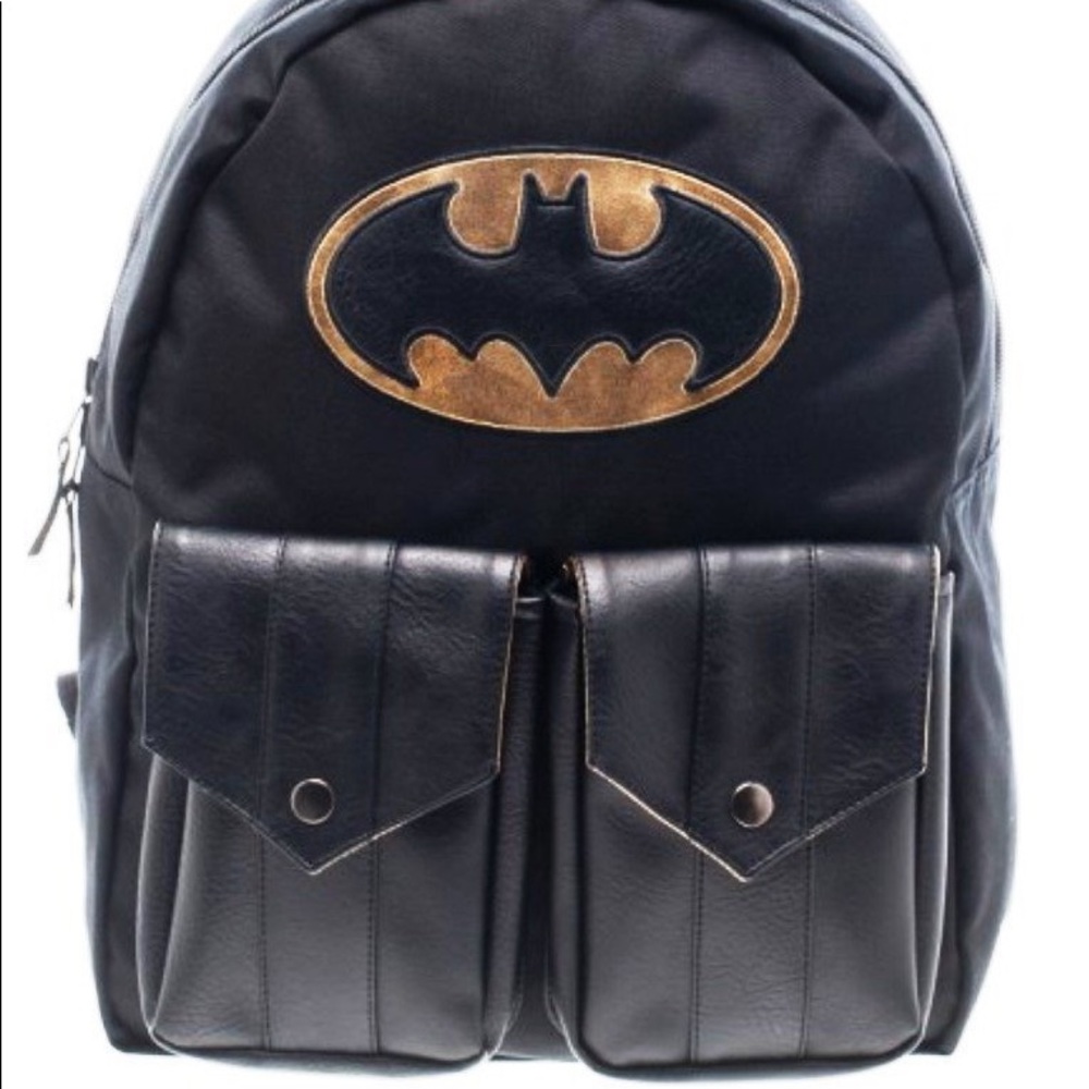 DC Comics Batman Licensed Reversible Backpack with Pockets Black School Book Bag